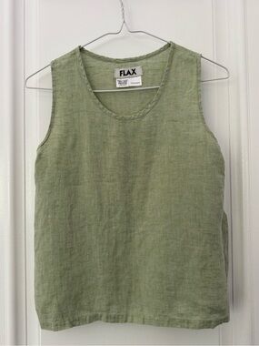 Flax Light Olive Green Linen Top